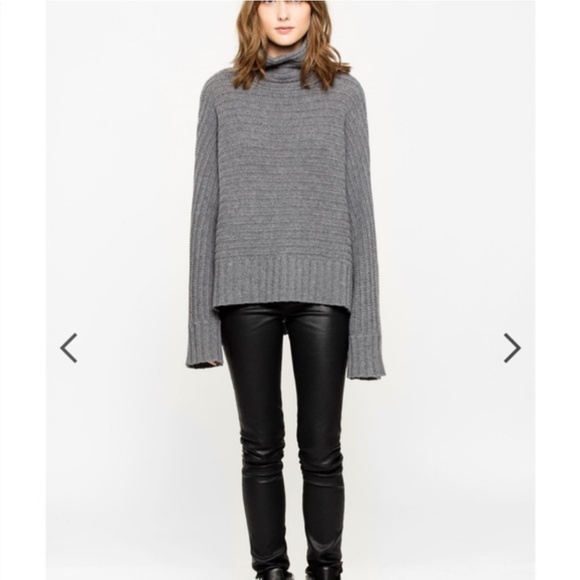 $698 Zadig & Voltaire Gray Athin Deluxe High Neck Sweater Size XS - Picture 1 of 8